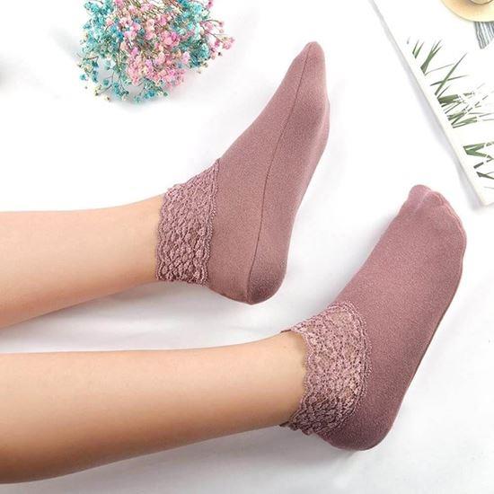 Kép valamiből Meleg csipkés zoknik - rózsaszín