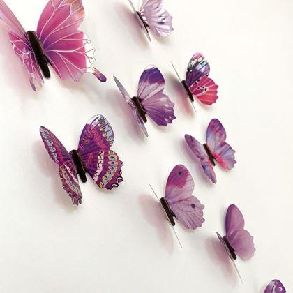 Kép valamiből Világító pillangók készlete a falon - lila