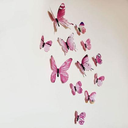 Kép valamiből Világító pillangók készlete a falon - rózsaszín