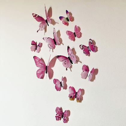 Kép valamiből Világító pillangók készlete a falon - rózsaszín