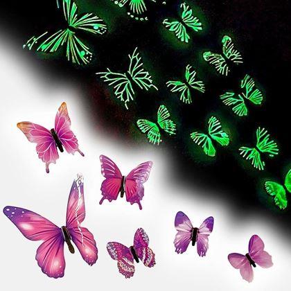 Kép valamiből Világító pillangók készlete a falon - lila