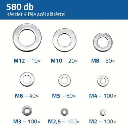 Kép 580 darabos acél alátét készlet