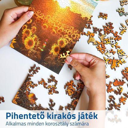 Kép valamiből Szabálytalan formájú fából készült puzzle - napraforgómező