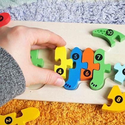 Kép valamiből Fából készült puzzle számokkal - krokodil