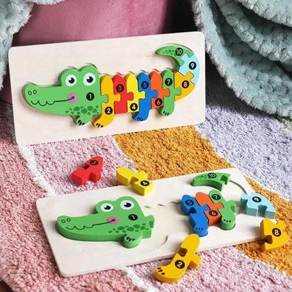 Kép valamiből Fából készült puzzle számokkal - krokodil