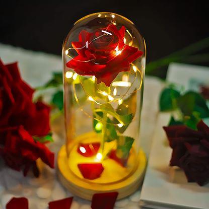 Kép Világító örök rózsa üvegvázában ajándékcsomagolásban